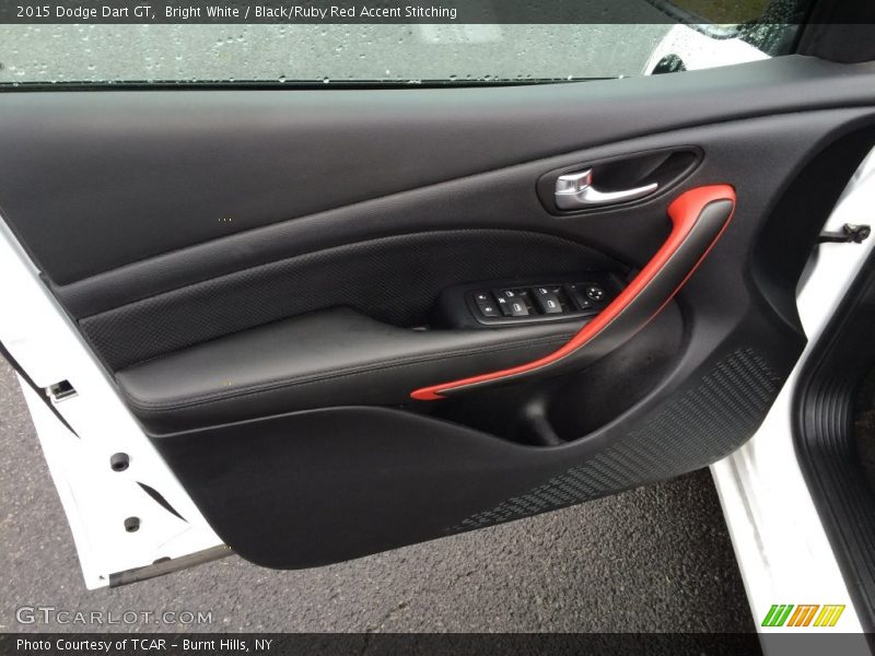 Bright White / Black/Ruby Red Accent Stitching 2015 Dodge Dart GT