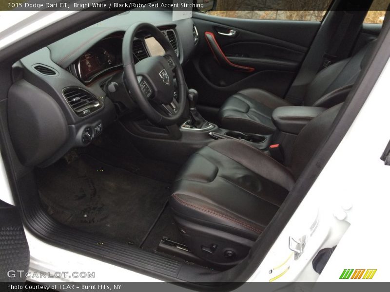Bright White / Black/Ruby Red Accent Stitching 2015 Dodge Dart GT