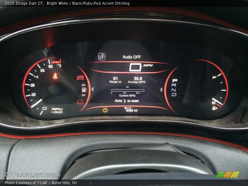 Bright White / Black/Ruby Red Accent Stitching 2015 Dodge Dart GT