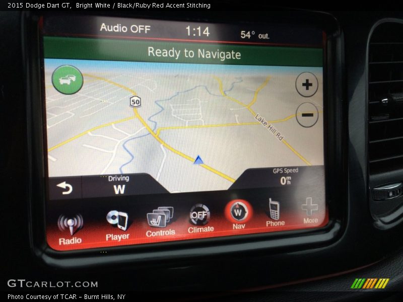 Bright White / Black/Ruby Red Accent Stitching 2015 Dodge Dart GT