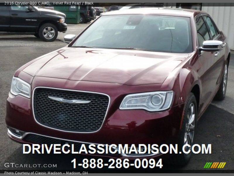 Velvet Red Pearl / Black 2016 Chrysler 300 C AWD