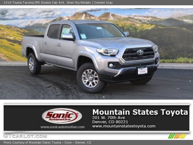 Silver Sky Metallic / Cement Gray 2016 Toyota Tacoma SR5 Double Cab 4x4