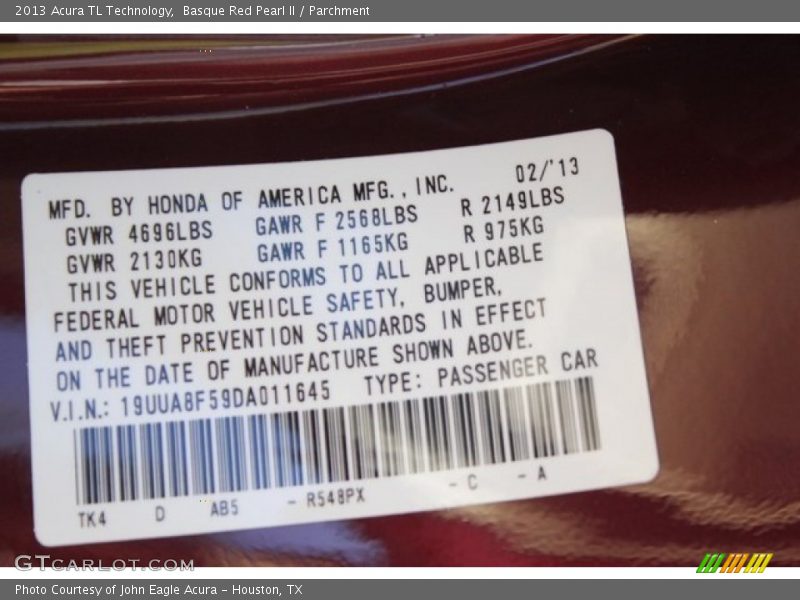 Basque Red Pearl II / Parchment 2013 Acura TL Technology