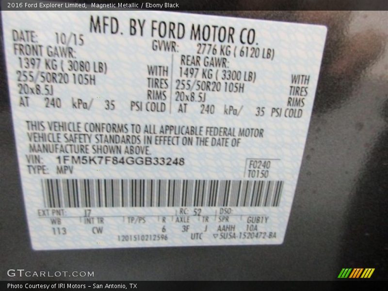 Magnetic Metallic / Ebony Black 2016 Ford Explorer Limited