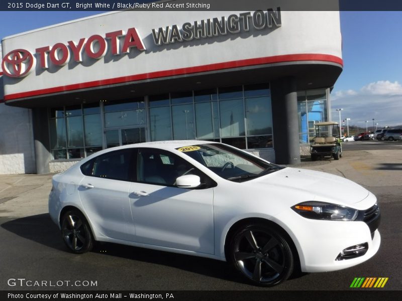 Bright White / Black/Ruby Red Accent Stitching 2015 Dodge Dart GT