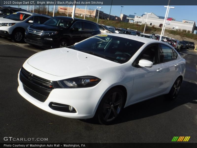 Bright White / Black/Ruby Red Accent Stitching 2015 Dodge Dart GT