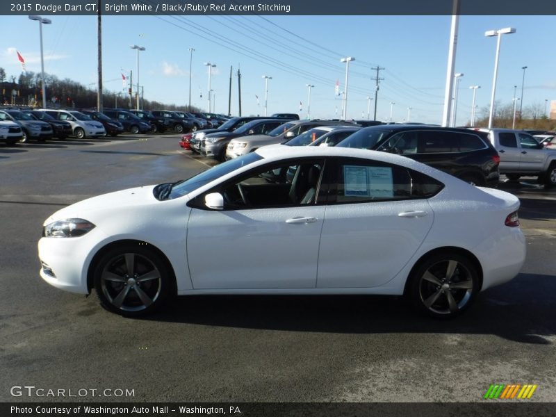 Bright White / Black/Ruby Red Accent Stitching 2015 Dodge Dart GT
