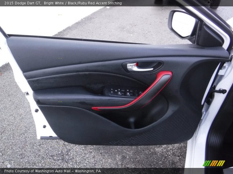 Bright White / Black/Ruby Red Accent Stitching 2015 Dodge Dart GT