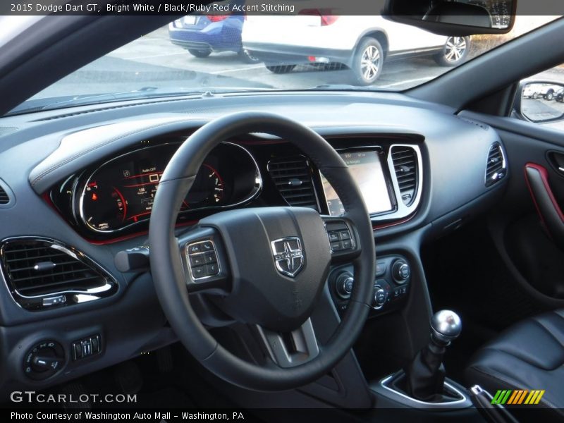 Bright White / Black/Ruby Red Accent Stitching 2015 Dodge Dart GT