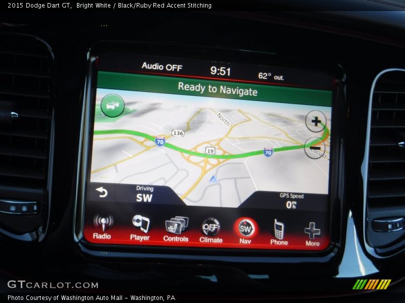 Bright White / Black/Ruby Red Accent Stitching 2015 Dodge Dart GT