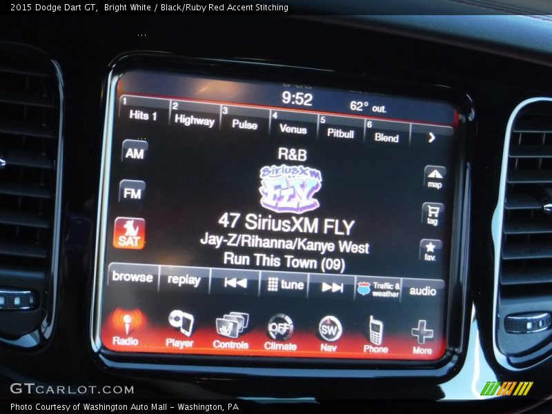 Bright White / Black/Ruby Red Accent Stitching 2015 Dodge Dart GT