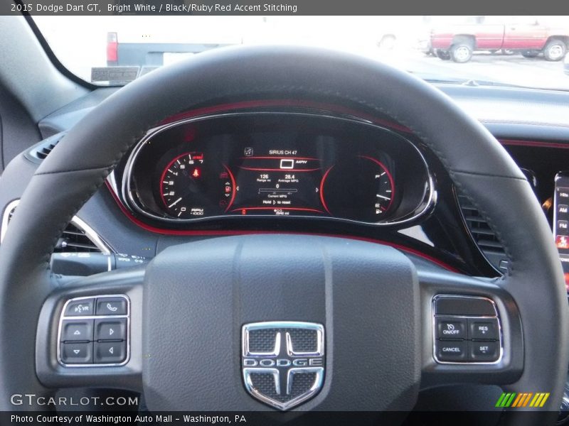 Bright White / Black/Ruby Red Accent Stitching 2015 Dodge Dart GT