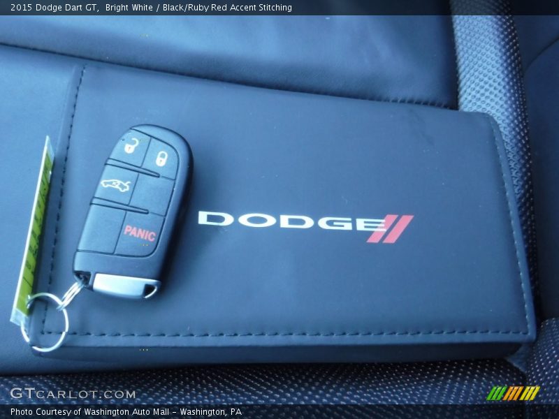Bright White / Black/Ruby Red Accent Stitching 2015 Dodge Dart GT