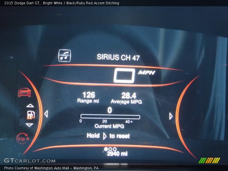 Bright White / Black/Ruby Red Accent Stitching 2015 Dodge Dart GT