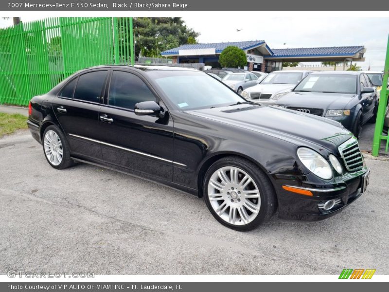 Black / Black/Sahara Beige 2007 Mercedes-Benz E 550 Sedan
