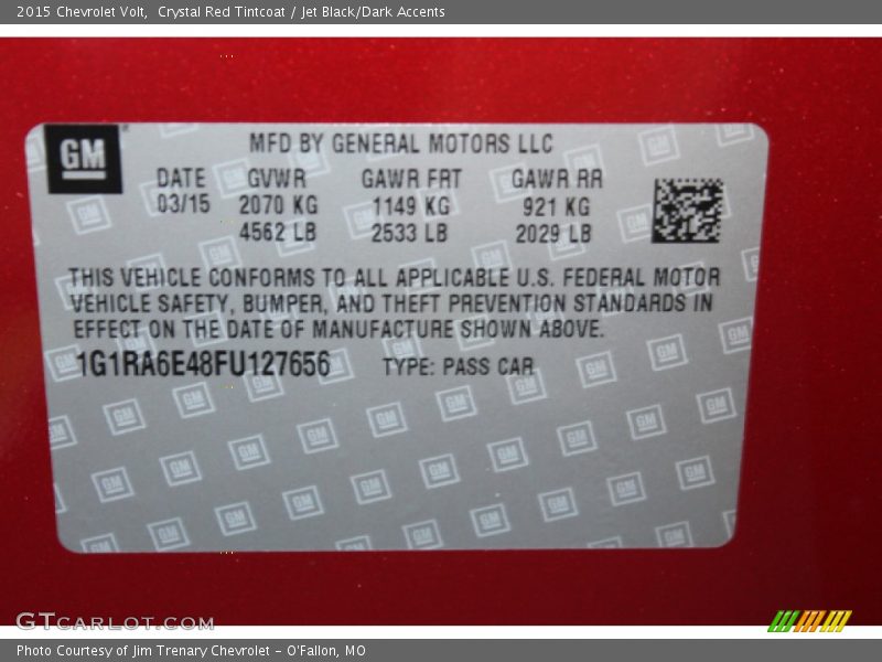 Crystal Red Tintcoat / Jet Black/Dark Accents 2015 Chevrolet Volt