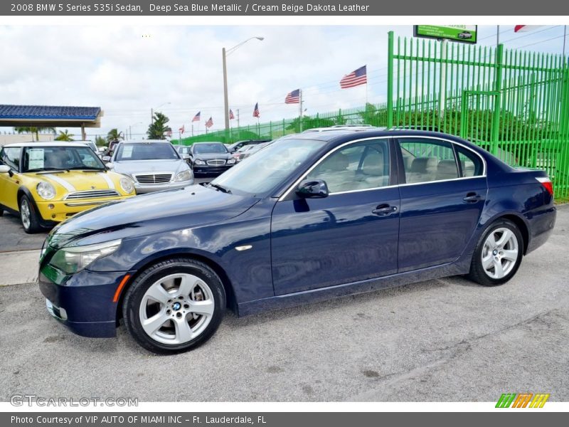 Deep Sea Blue Metallic / Cream Beige Dakota Leather 2008 BMW 5 Series 535i Sedan
