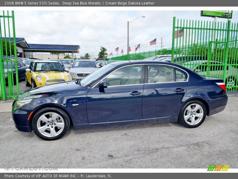 Deep Sea Blue Metallic / Cream Beige Dakota Leather 2008 BMW 5 Series 535i Sedan