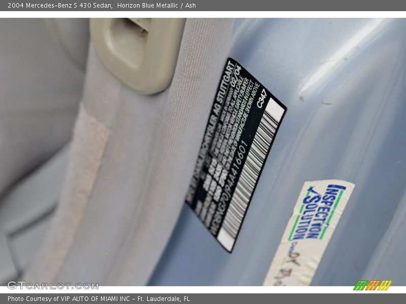 Horizon Blue Metallic / Ash 2004 Mercedes-Benz S 430 Sedan
