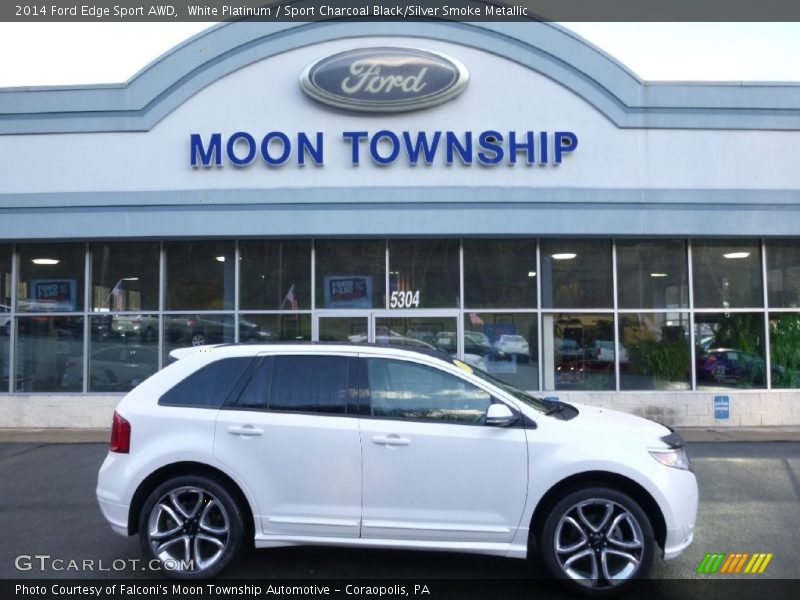White Platinum / Sport Charcoal Black/Silver Smoke Metallic 2014 Ford Edge Sport AWD