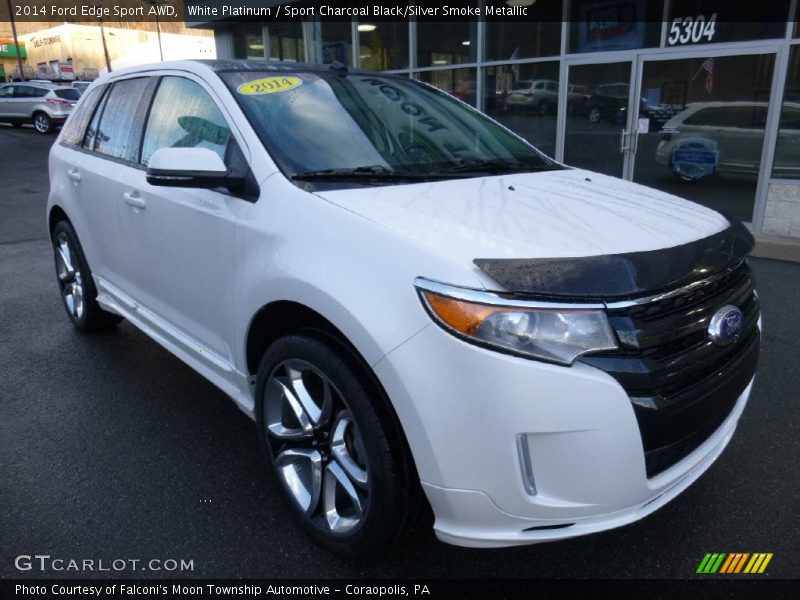 White Platinum / Sport Charcoal Black/Silver Smoke Metallic 2014 Ford Edge Sport AWD