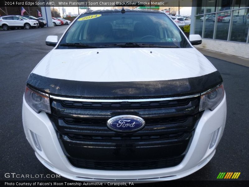 White Platinum / Sport Charcoal Black/Silver Smoke Metallic 2014 Ford Edge Sport AWD