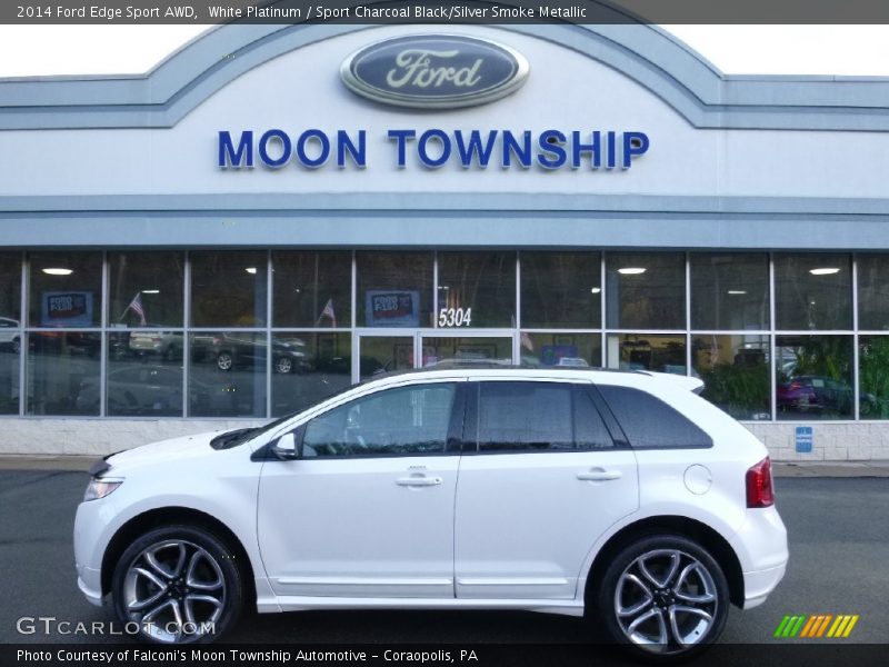 White Platinum / Sport Charcoal Black/Silver Smoke Metallic 2014 Ford Edge Sport AWD