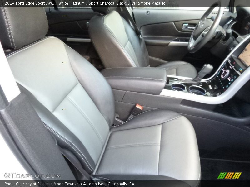 White Platinum / Sport Charcoal Black/Silver Smoke Metallic 2014 Ford Edge Sport AWD