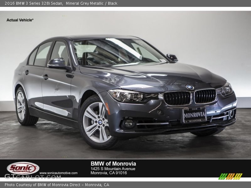 Mineral Grey Metallic / Black 2016 BMW 3 Series 328i Sedan