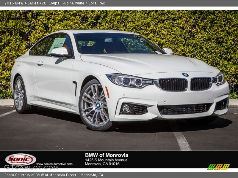 Alpine White / Coral Red 2016 BMW 4 Series 428i Coupe