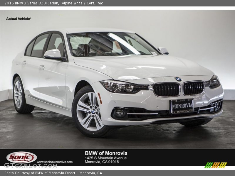 Alpine White / Coral Red 2016 BMW 3 Series 328i Sedan