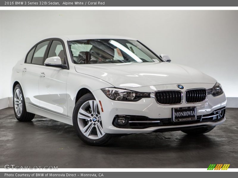 Alpine White / Coral Red 2016 BMW 3 Series 328i Sedan