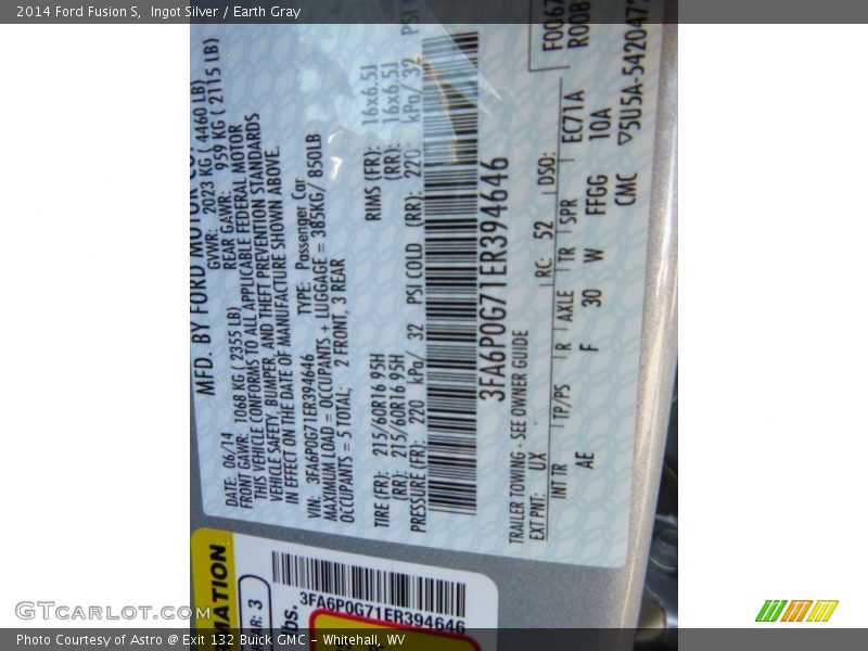 Ingot Silver / Earth Gray 2014 Ford Fusion S