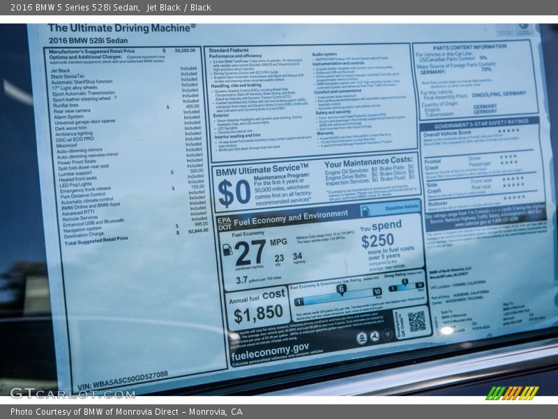 Jet Black / Black 2016 BMW 5 Series 528i Sedan