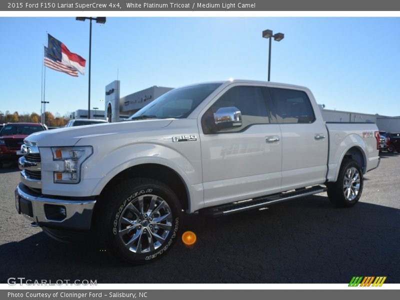 White Platinum Tricoat / Medium Light Camel 2015 Ford F150 Lariat SuperCrew 4x4