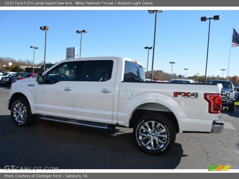 White Platinum Tricoat / Medium Light Camel 2015 Ford F150 Lariat SuperCrew 4x4