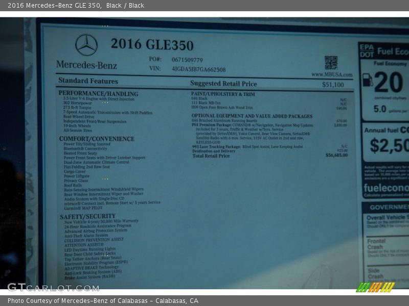 Black / Black 2016 Mercedes-Benz GLE 350