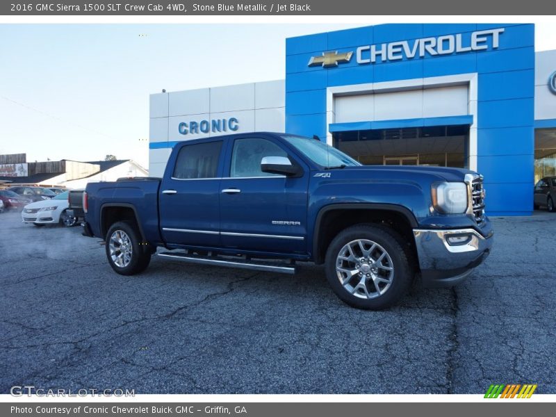 Stone Blue Metallic / Jet Black 2016 GMC Sierra 1500 SLT Crew Cab 4WD