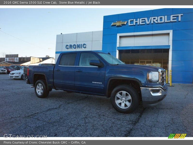 Stone Blue Metallic / Jet Black 2016 GMC Sierra 1500 SLE Crew Cab