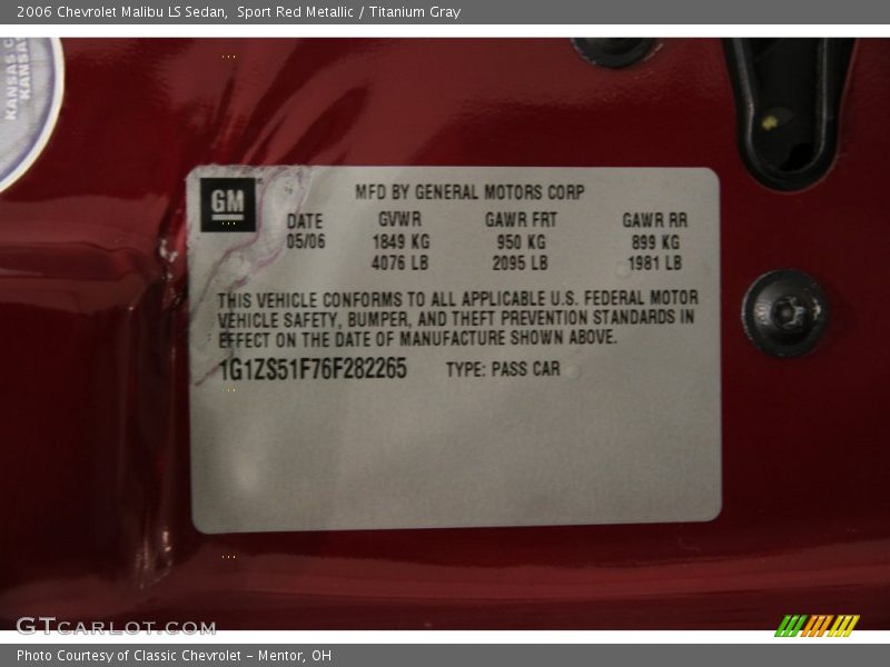 Sport Red Metallic / Titanium Gray 2006 Chevrolet Malibu LS Sedan