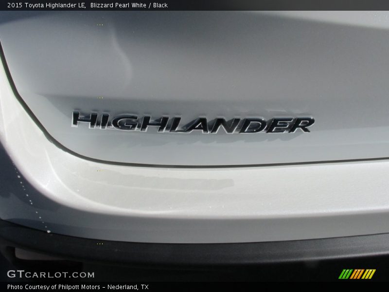 Blizzard Pearl White / Black 2015 Toyota Highlander LE