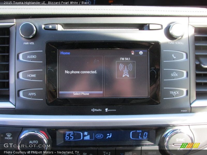 Blizzard Pearl White / Black 2015 Toyota Highlander LE