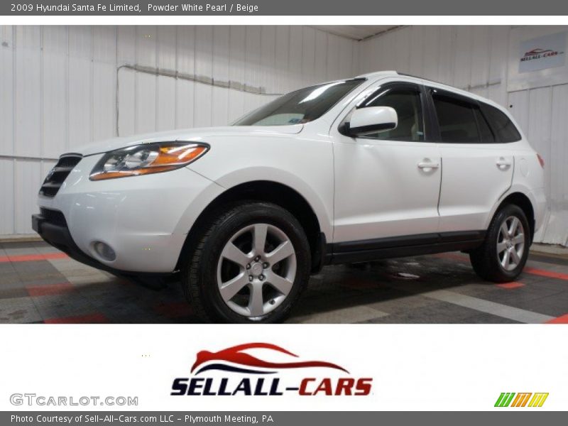 Powder White Pearl / Beige 2009 Hyundai Santa Fe Limited