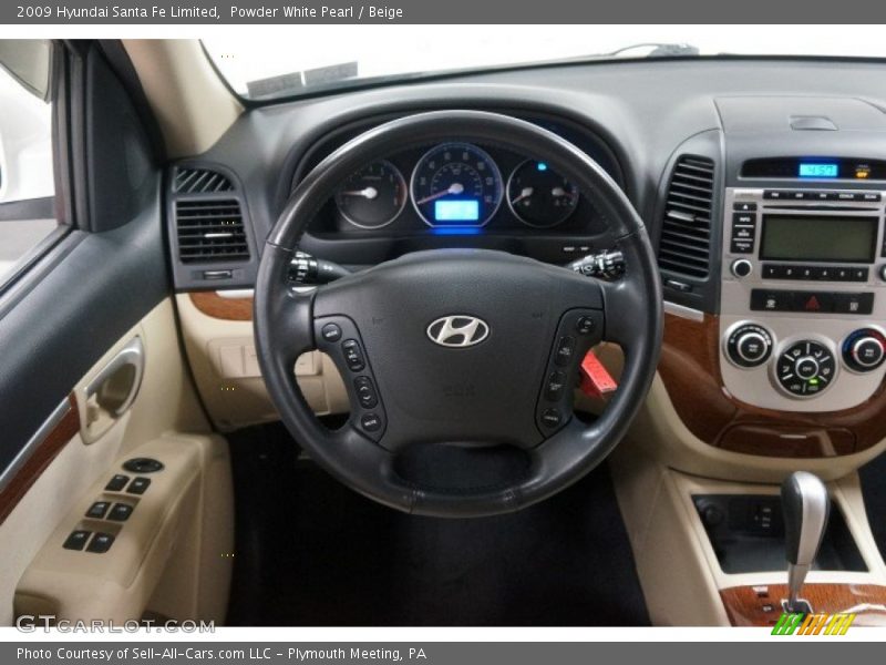 Powder White Pearl / Beige 2009 Hyundai Santa Fe Limited
