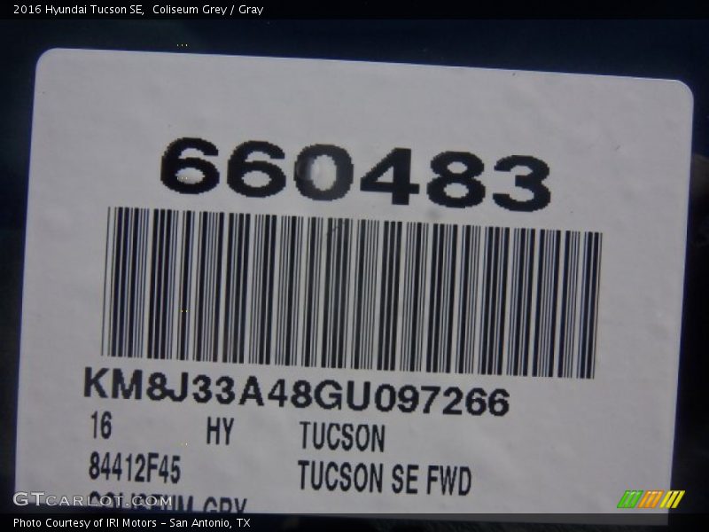 Coliseum Grey / Gray 2016 Hyundai Tucson SE