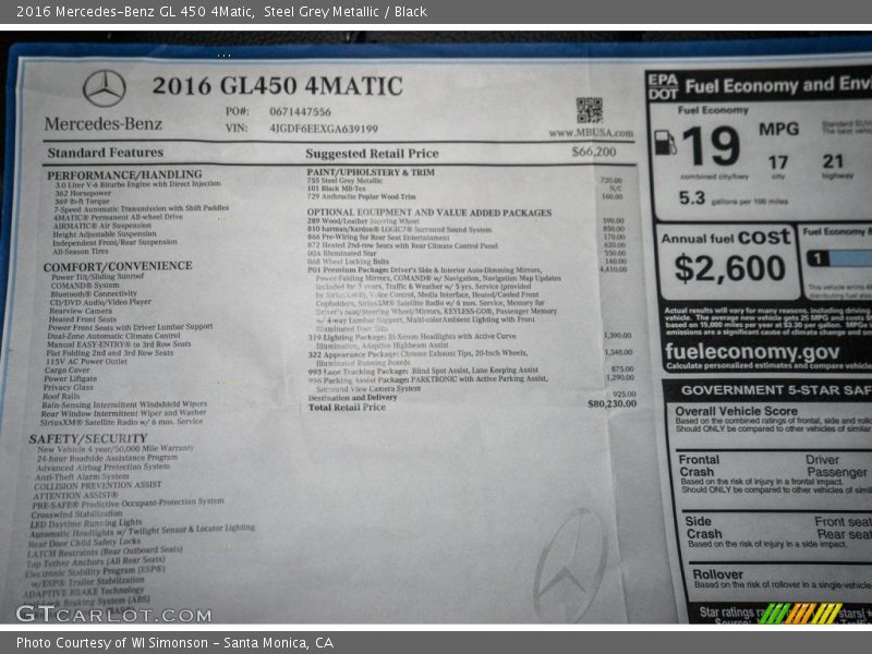 Steel Grey Metallic / Black 2016 Mercedes-Benz GL 450 4Matic