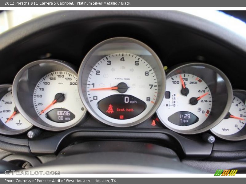 Platinum Silver Metallic / Black 2012 Porsche 911 Carrera S Cabriolet