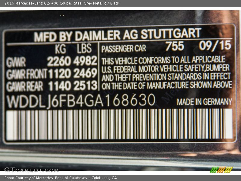 Steel Grey Metallic / Black 2016 Mercedes-Benz CLS 400 Coupe