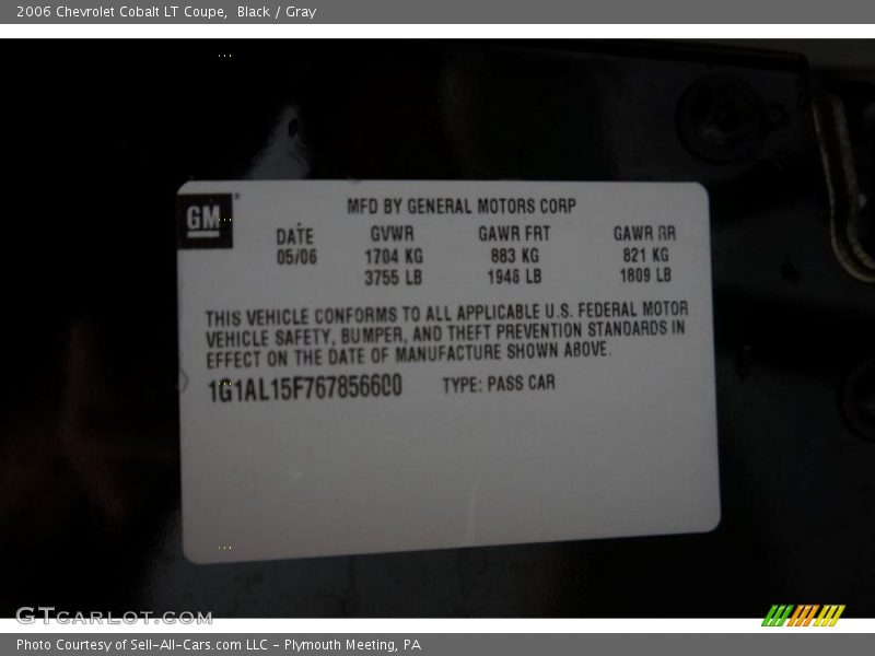 Black / Gray 2006 Chevrolet Cobalt LT Coupe
