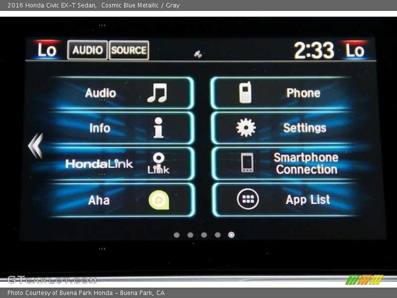 Cosmic Blue Metallic / Gray 2016 Honda Civic EX-T Sedan